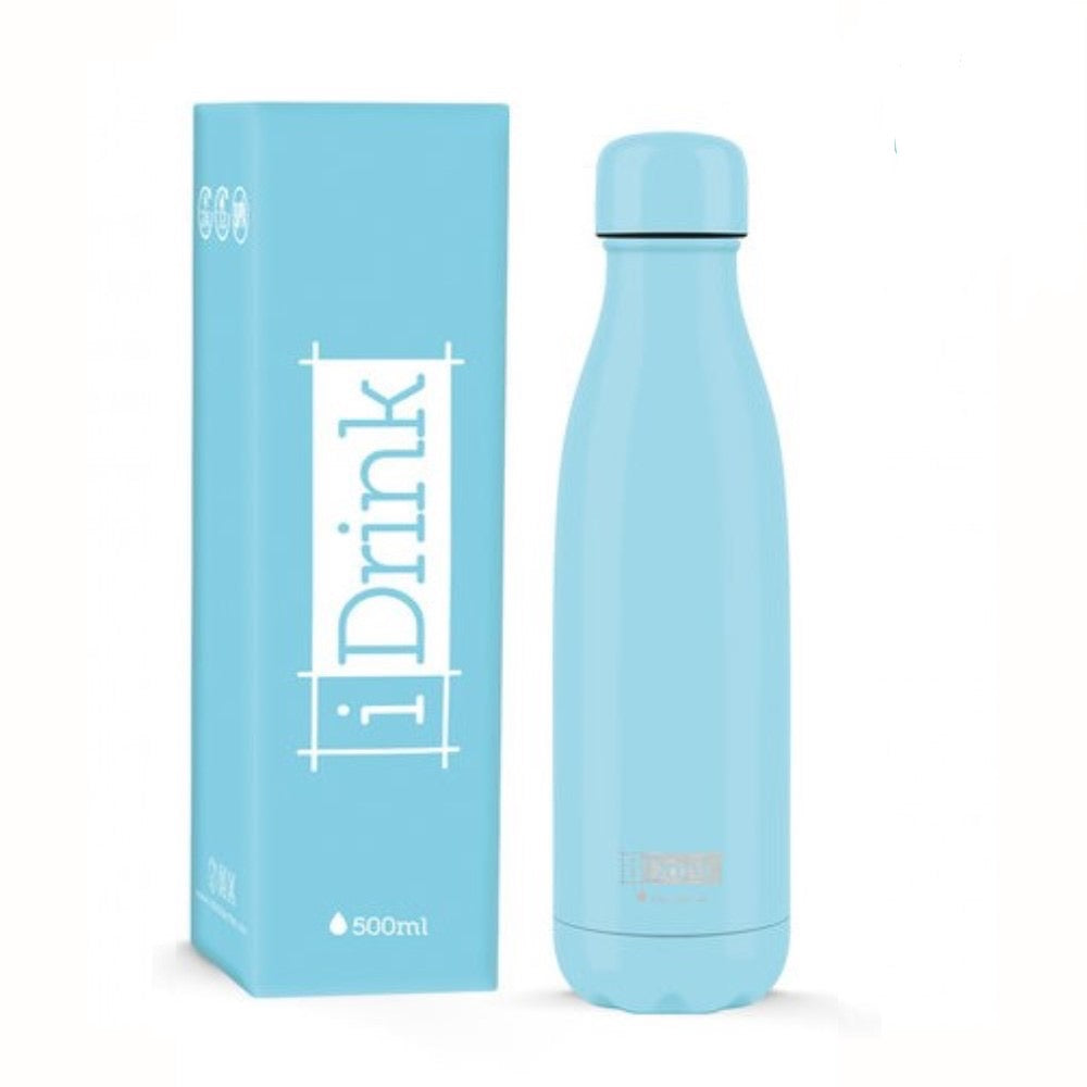 bottiglia termica azzurro tinta unita 500ml piccoli passi green shop