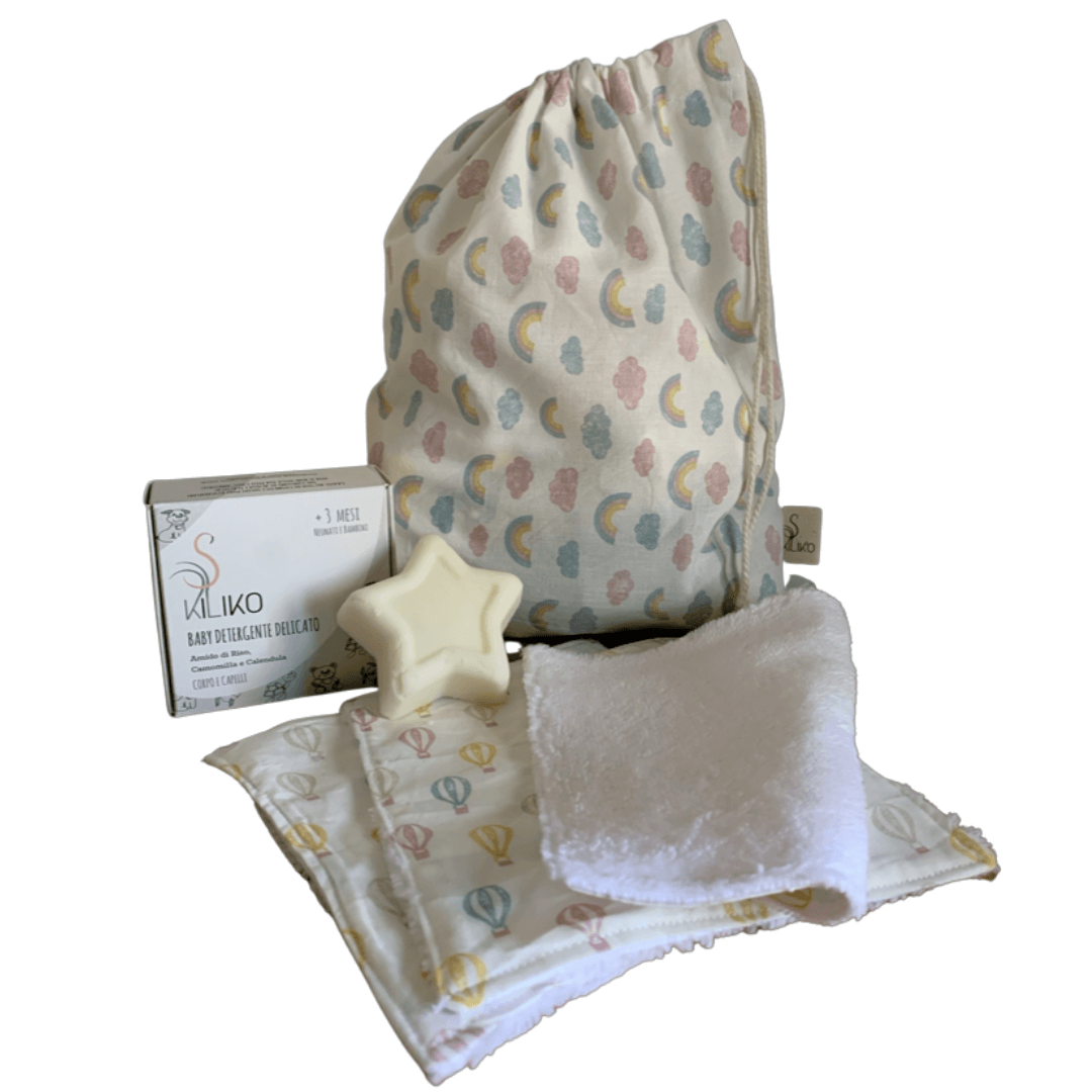 baby set kiliko salviettine e detergente solido stellina piccoli passi green