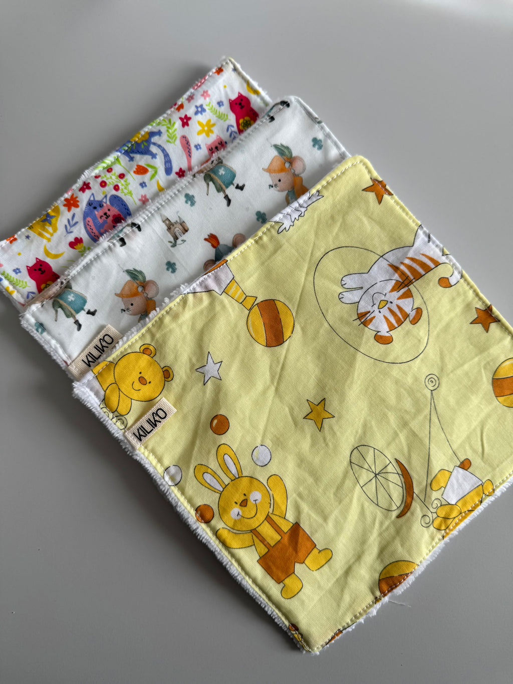 Set 3 salviette baby in bambù e cotone - Kiliko