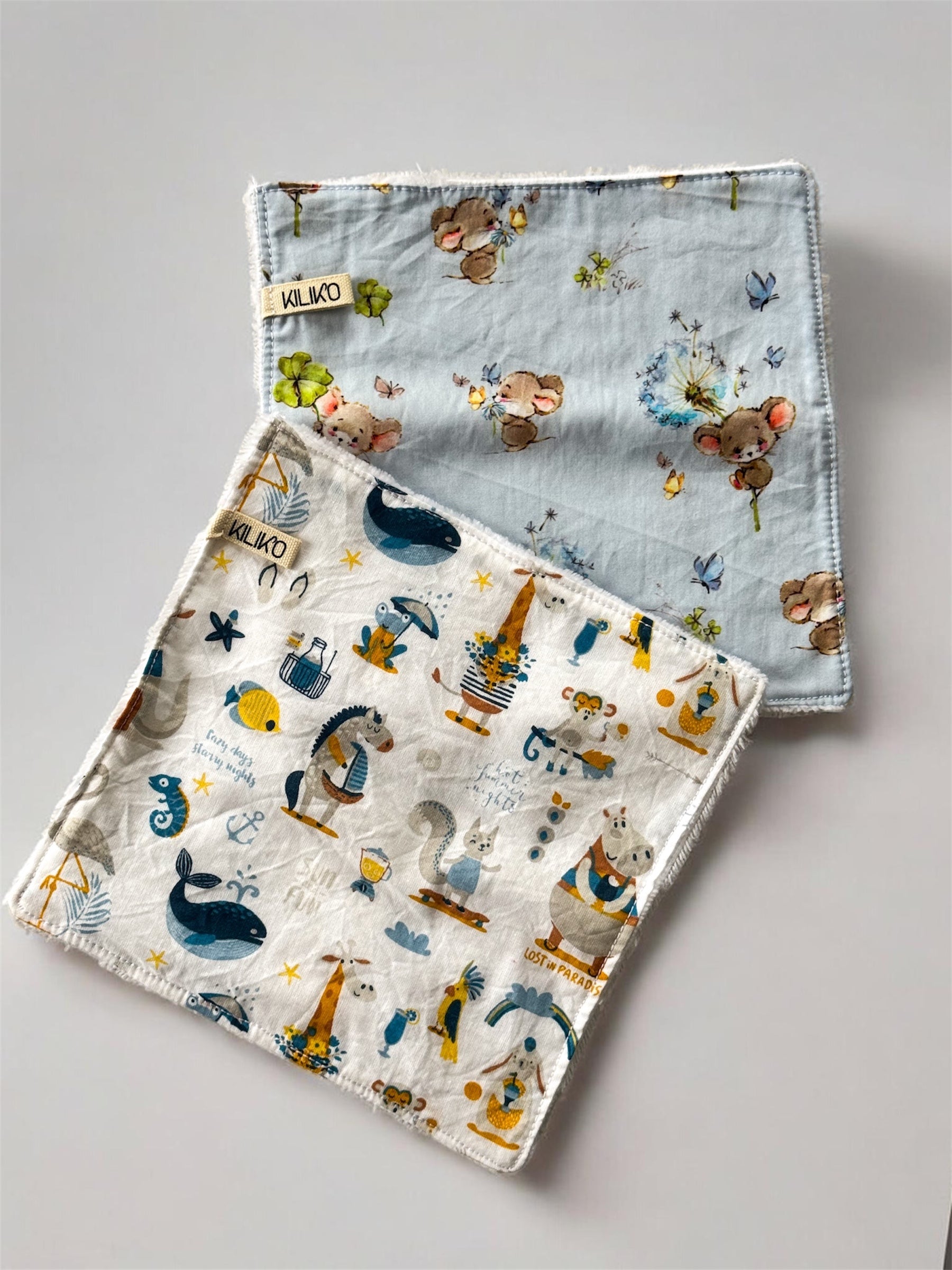 Set 2 salviette baby in bambù e cotone - Kiliko