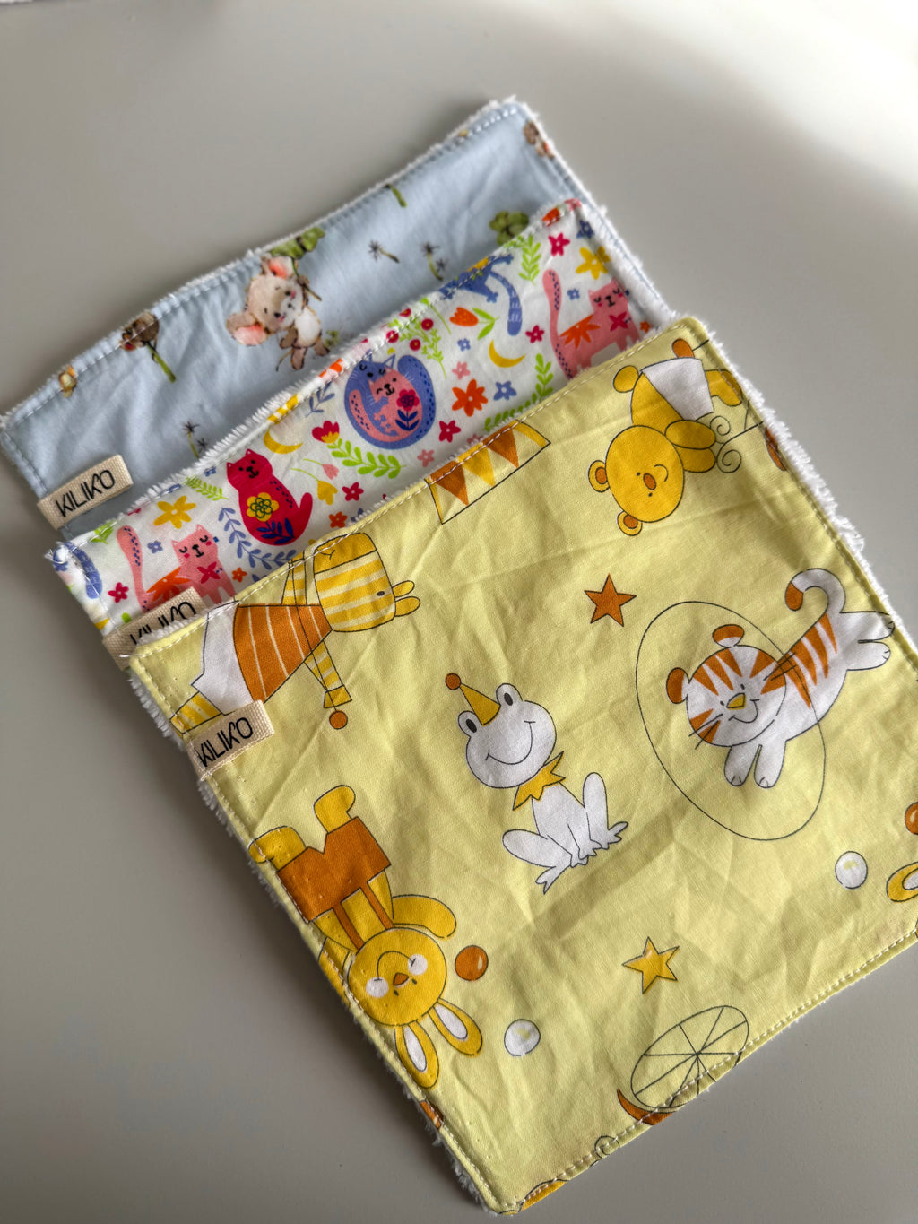 Set 3 salviette baby in bambù e cotone - Kiliko