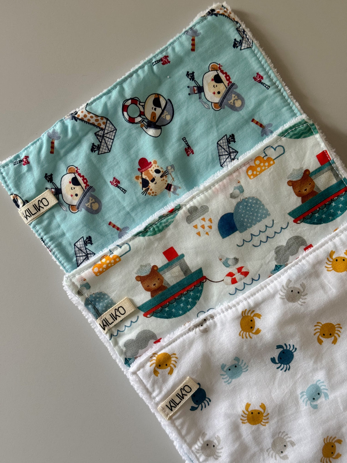 Set tre salviette baby in bambù e cotone - Kiliko