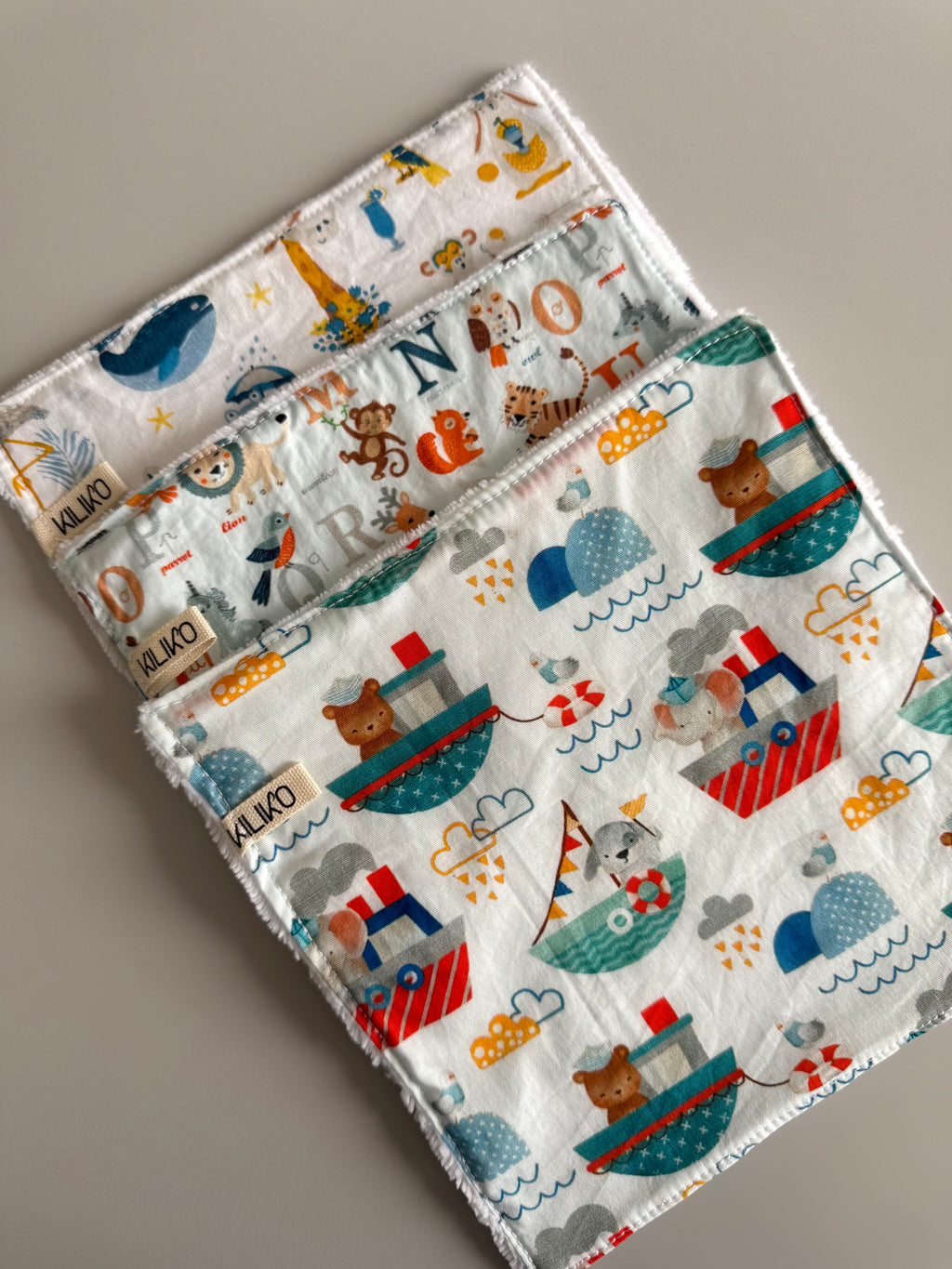 Set 3 salviette baby in bambù e cotone - Kiliko