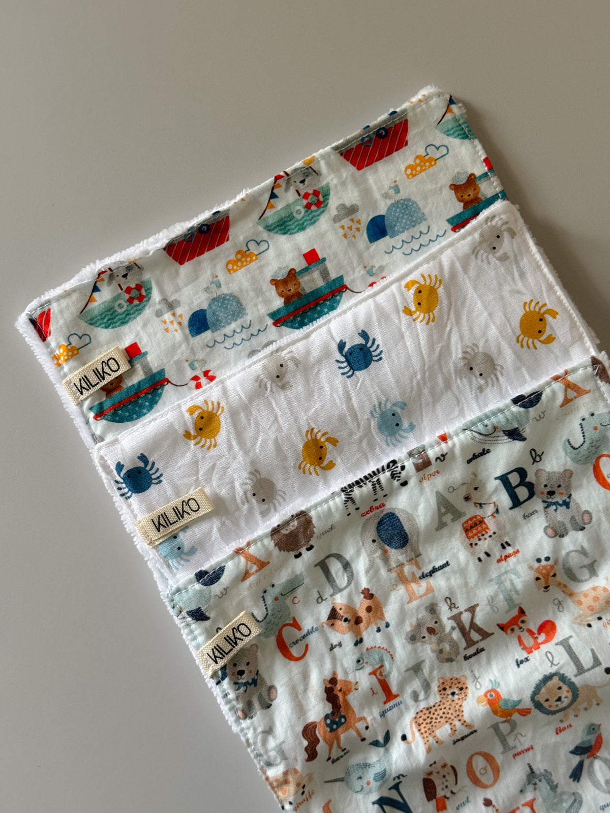 Set tre salviette baby in bambù e cotone - Kiliko