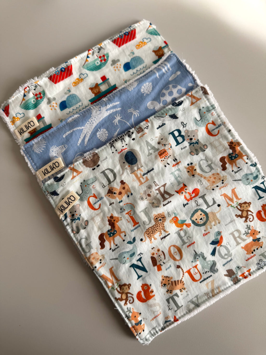 Set 3 salviette baby in bambù e cotone - Kiliko