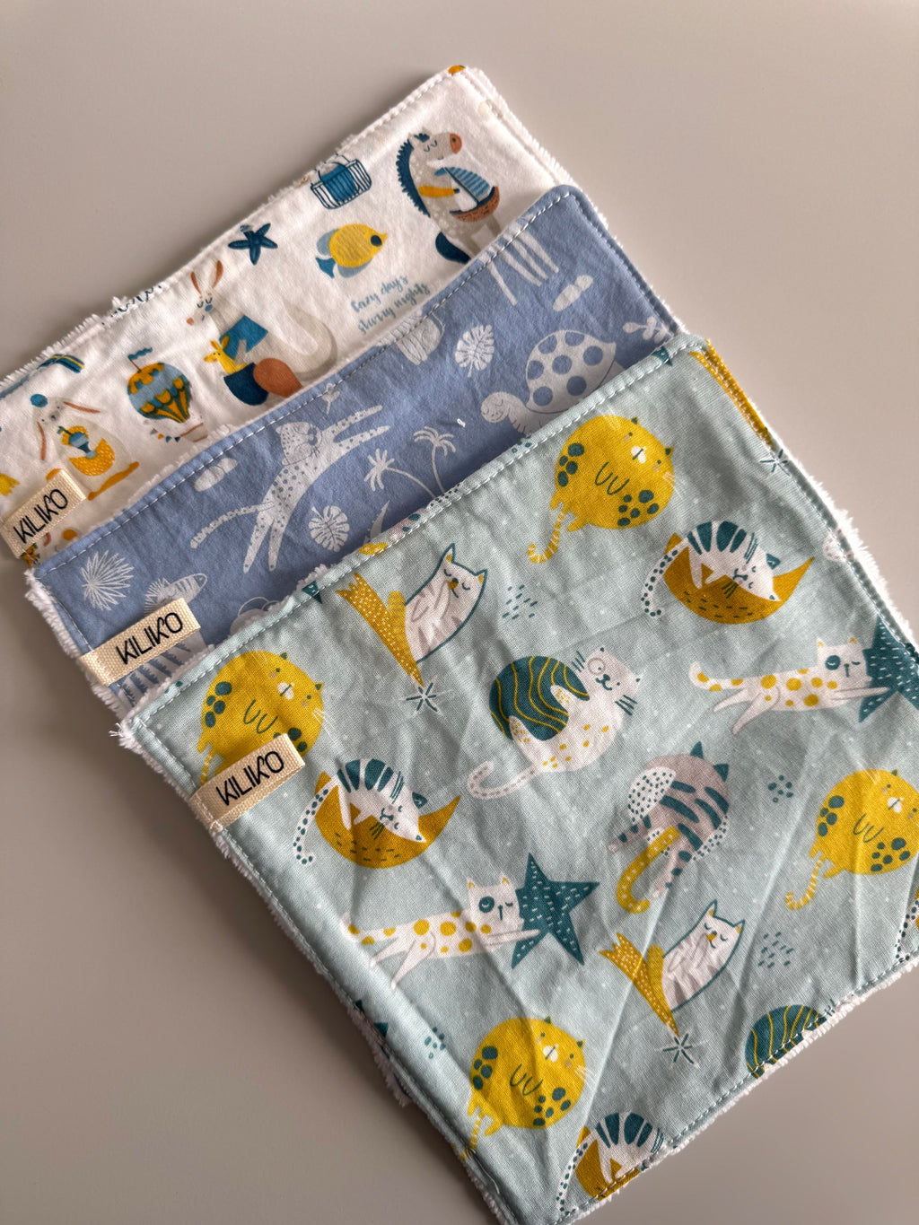 Set 3 salviette baby in bambù e cotone - Kiliko