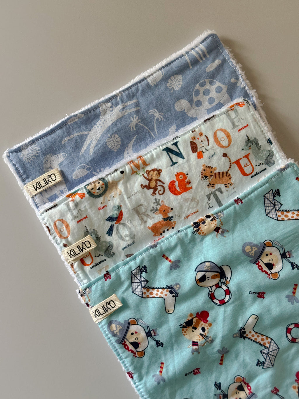 Set tre salviette baby in bambù e cotone - Kiliko