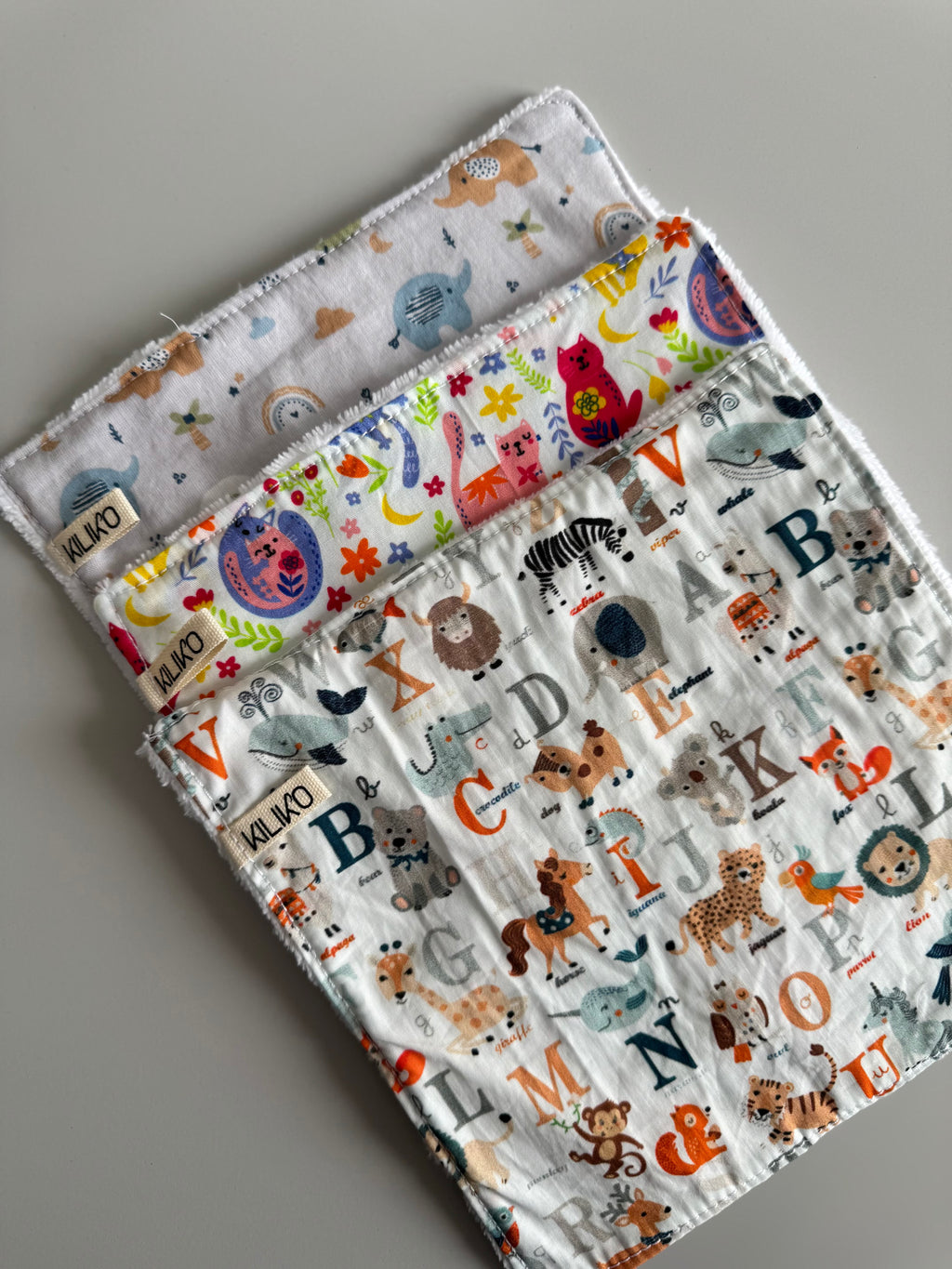 Set 3 salviette baby in bambù e cotone - Kiliko