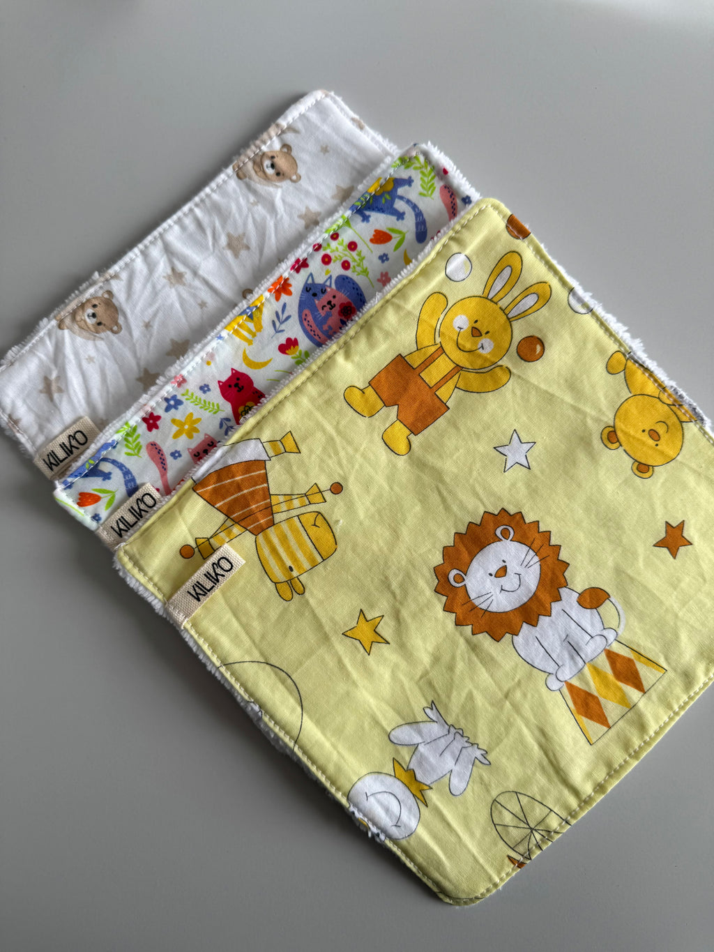 Set 3 salviette baby in bambù e cotone - Kiliko