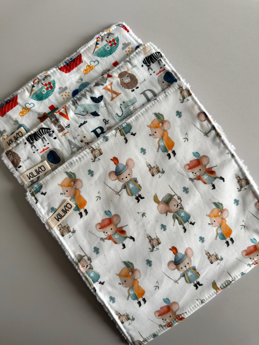 Set 3 salviette baby in bambù e cotone - Kiliko