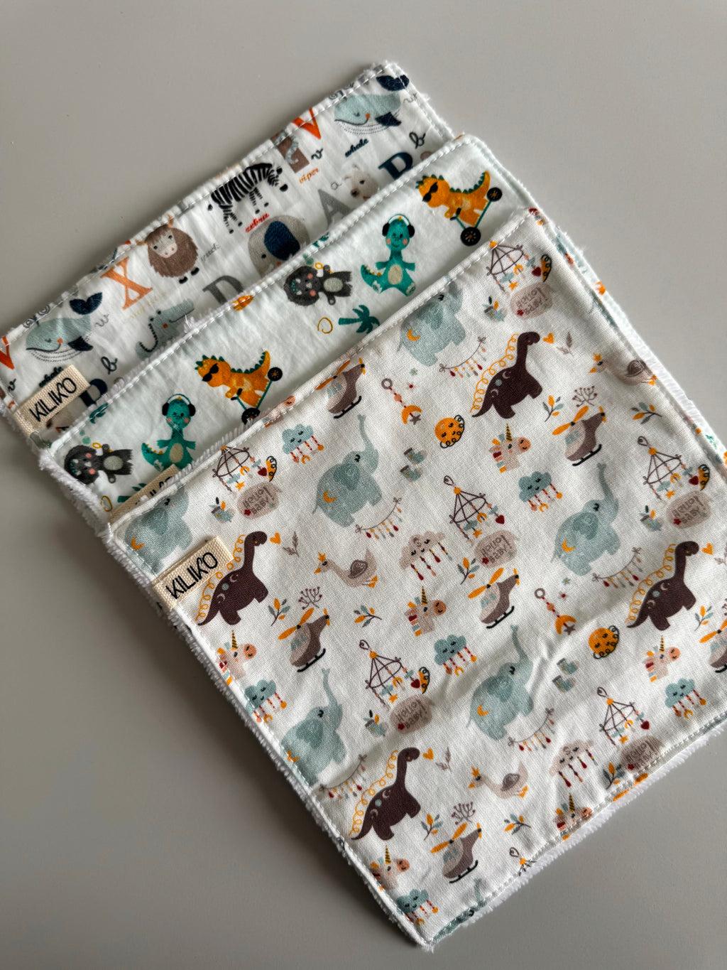 Set 3 salviette baby in bambù e cotone - Kiliko