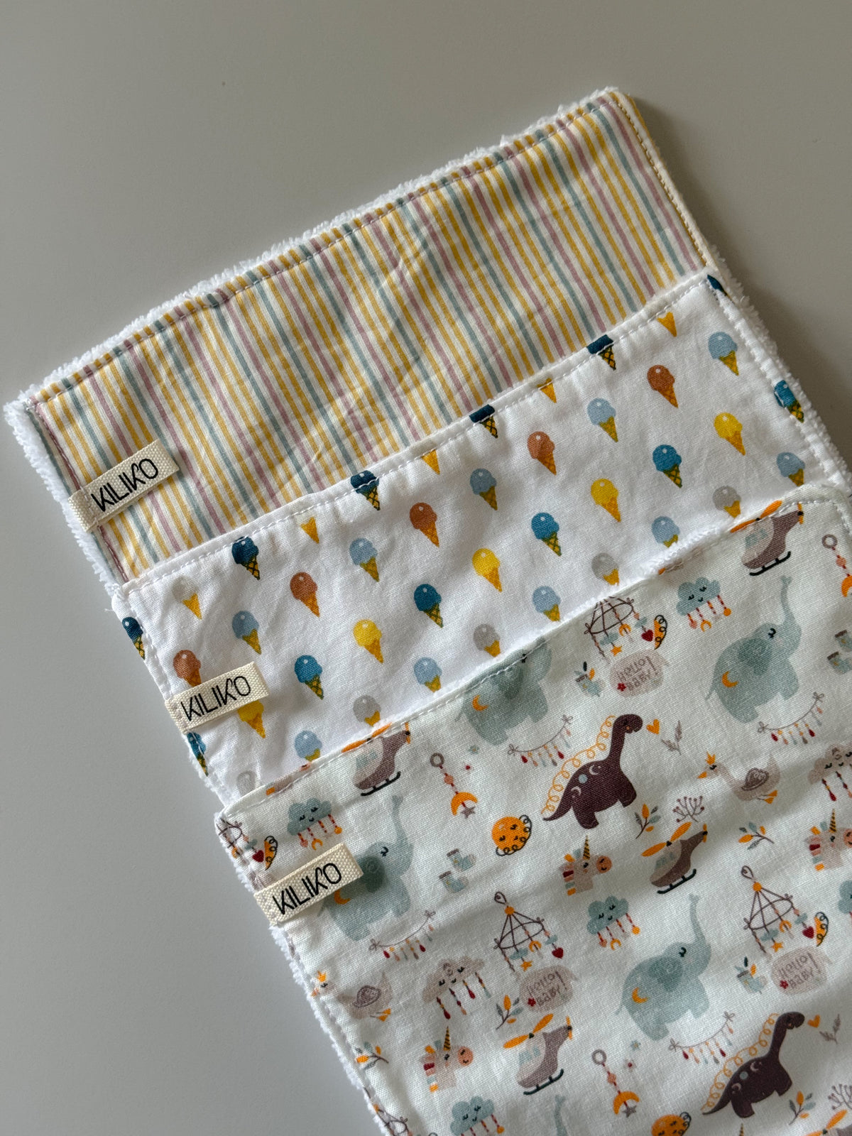 Set tre salviette baby in bambù e cotone - Kiliko
