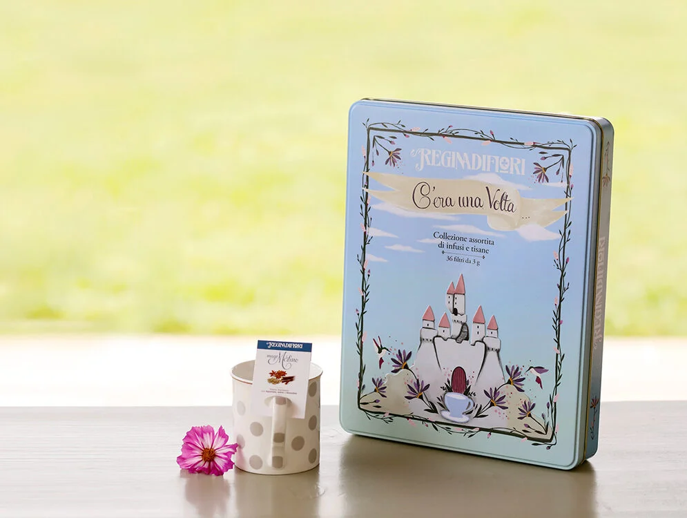 Confezione in latta di infusi e tisane "C'era una Volta" - Regina di Fiori