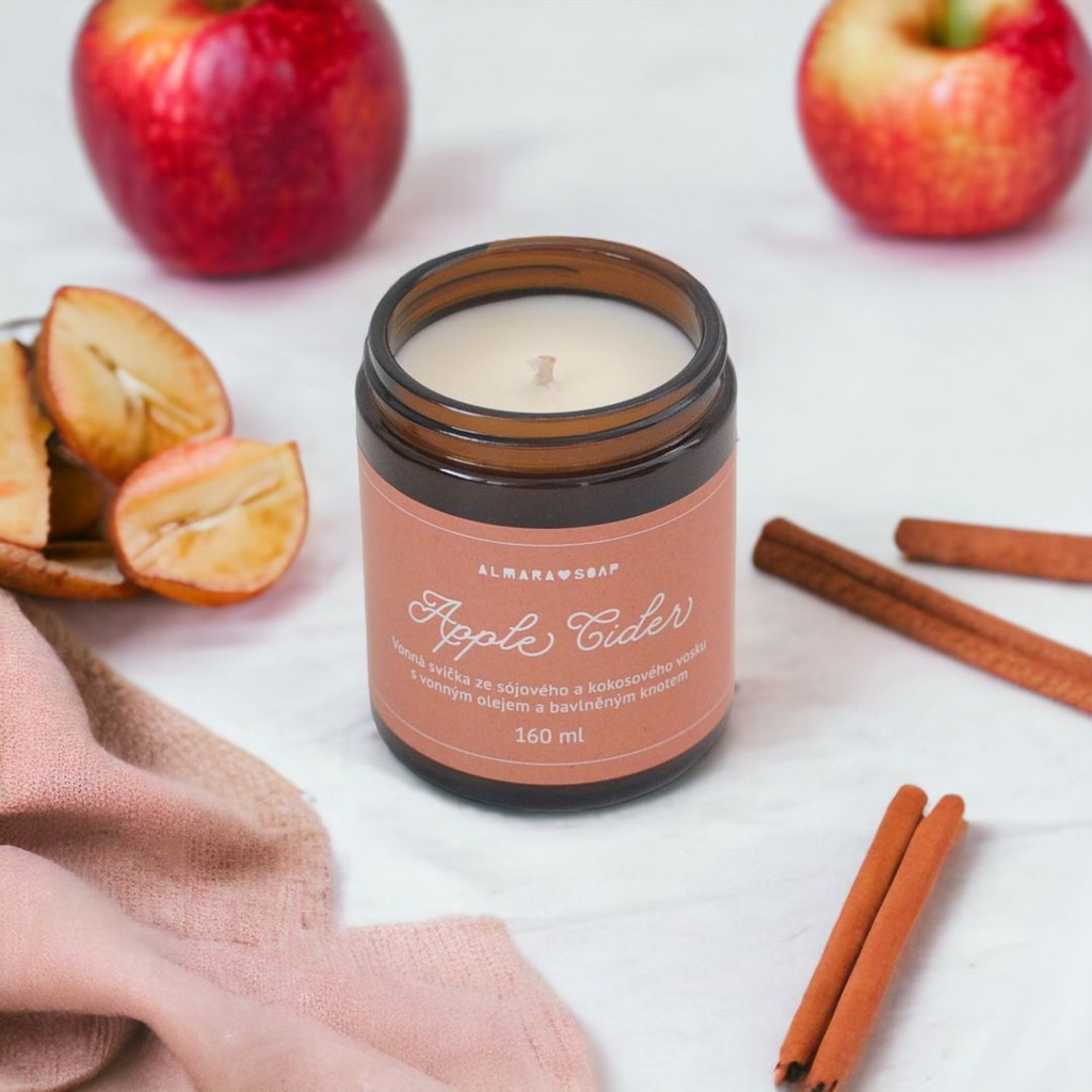 Candela produmata in cera di soia Apple Cider - Almara Soap