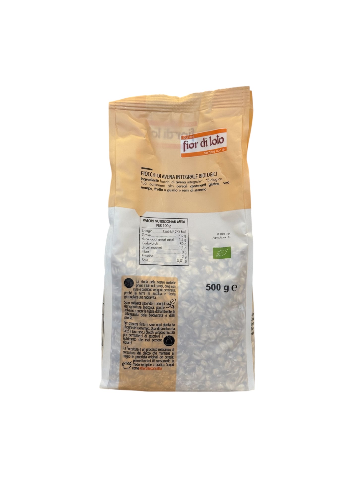 Fiocchi d'avena integrali bio 500gr - Fior di Loto