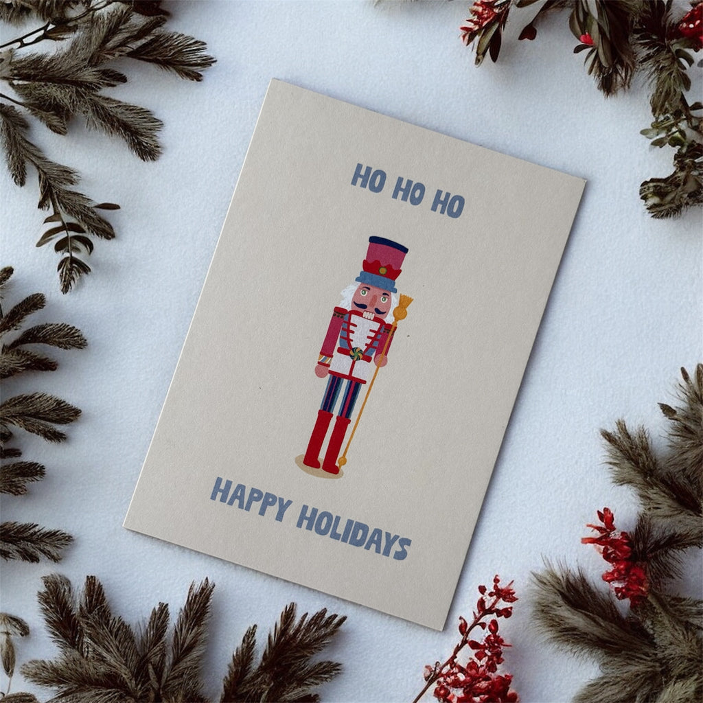 Biglietto auguri natalizio "Ho Ho Ho Happy Holidays"