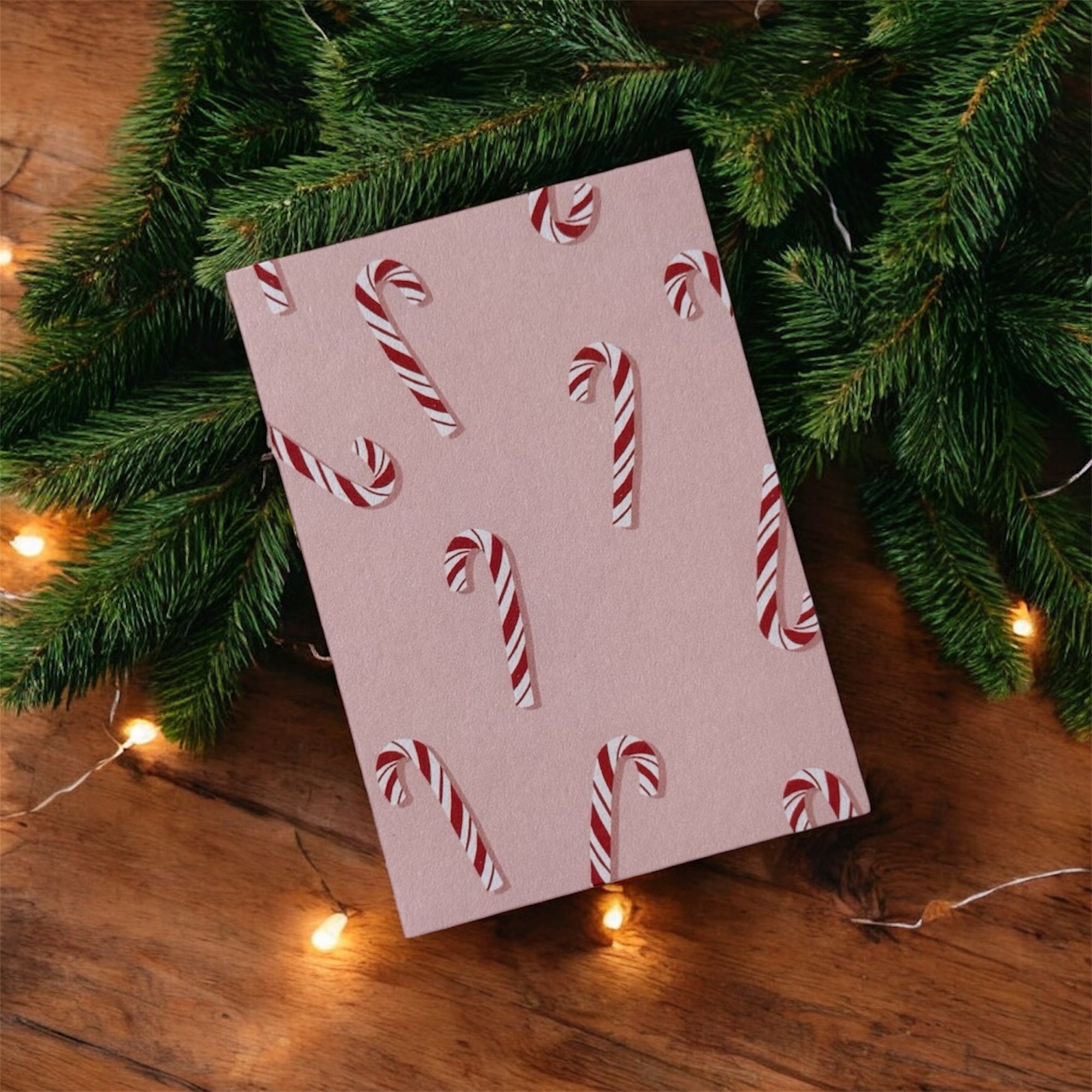 Biglietto auguri natalizio bastoncino di zucchero