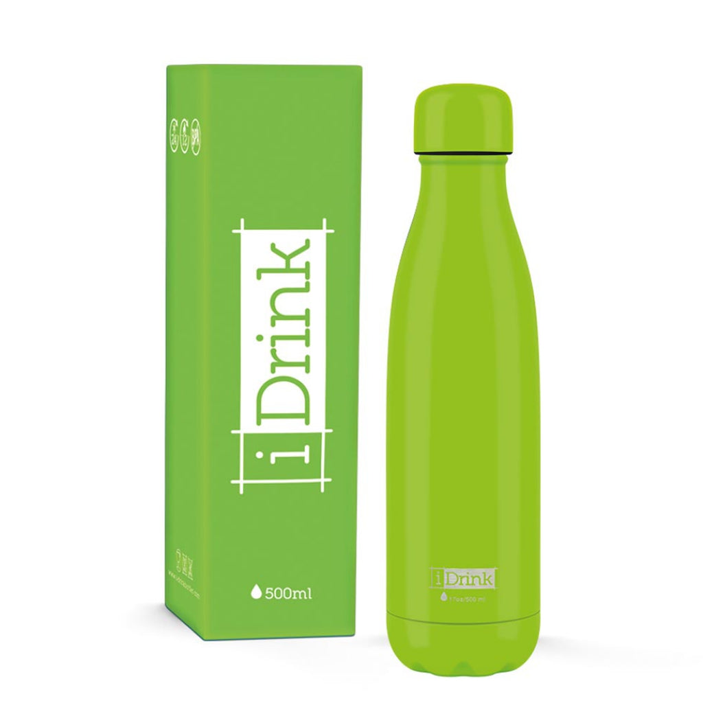 bottiglia termica verde tinta unita 500ml piccoli passi green shop