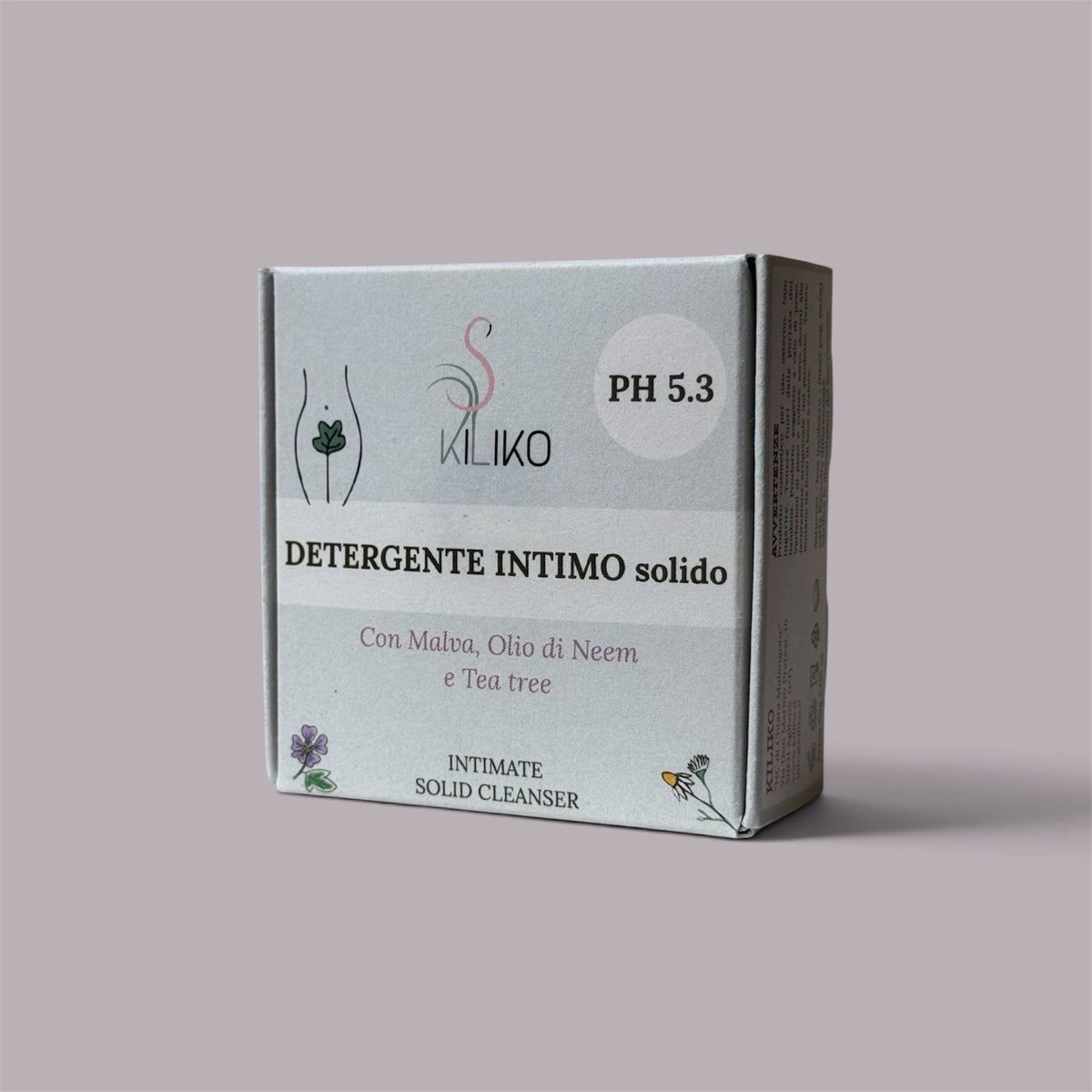 Detergente intimo solido Malva, Olio di Neem e Tea Tree - Kiliko