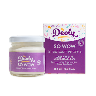 Deoly deodorante in crema so wow senza produmo a lunga durata barattolo in vetro